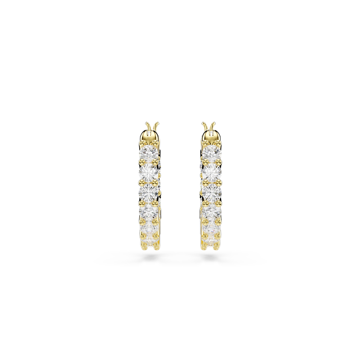 Matrix hoop earrings - Round cut, White, Gold-tone plated