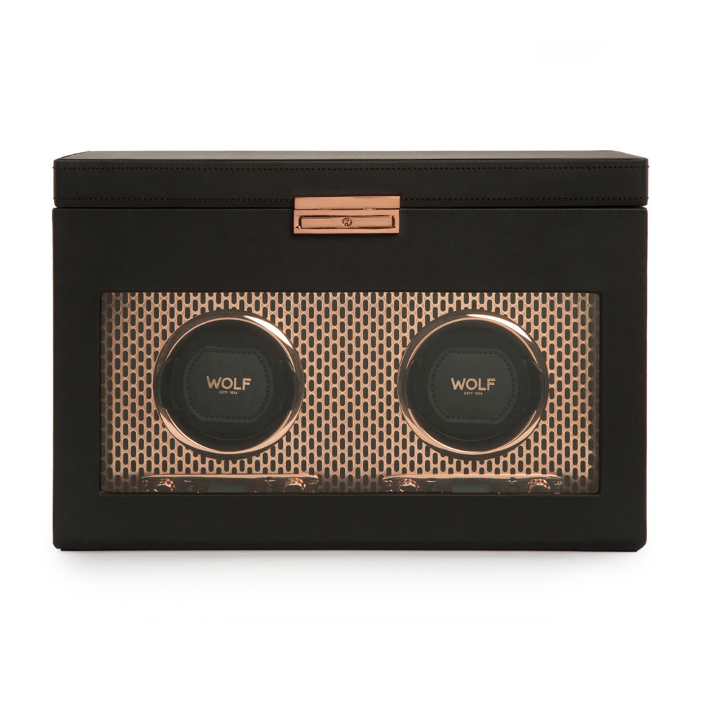 Axis Double Watch Winder With Storage - Copper