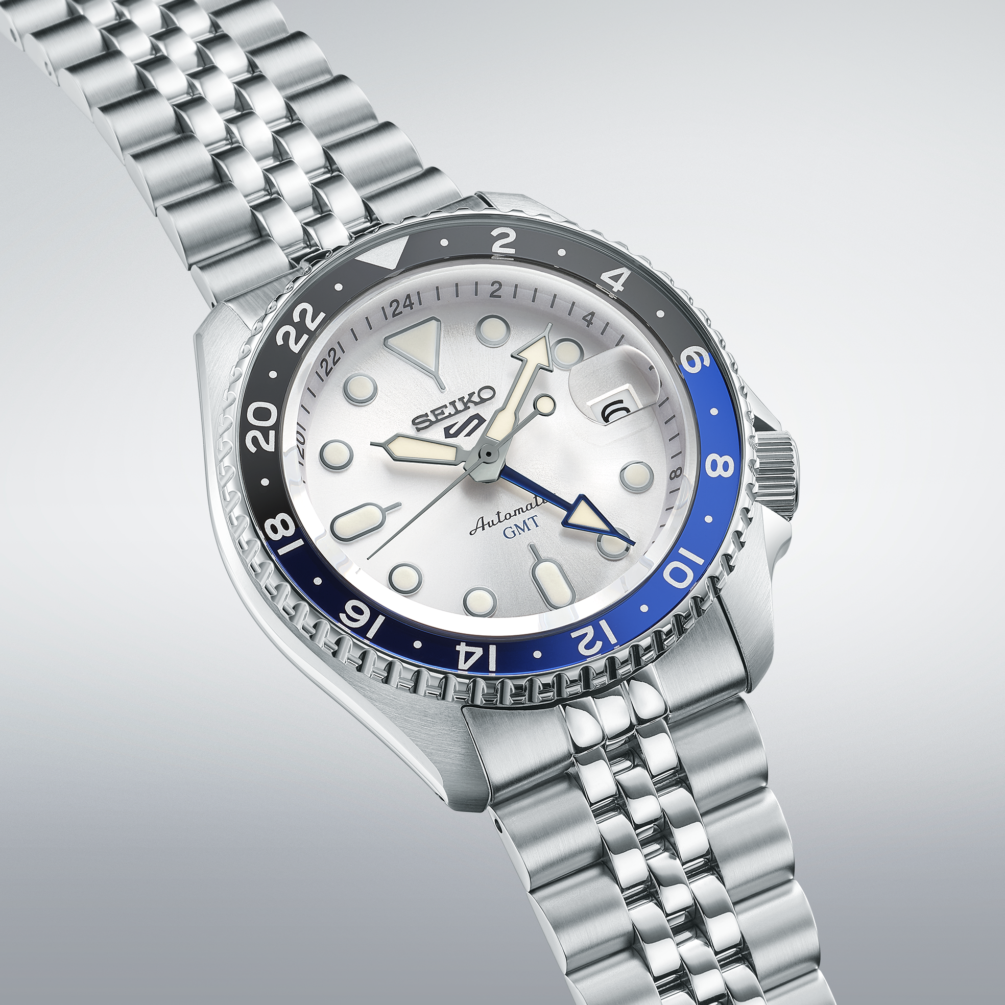 Seiko 5 Sports SS Automatic GMT Silver Dial
