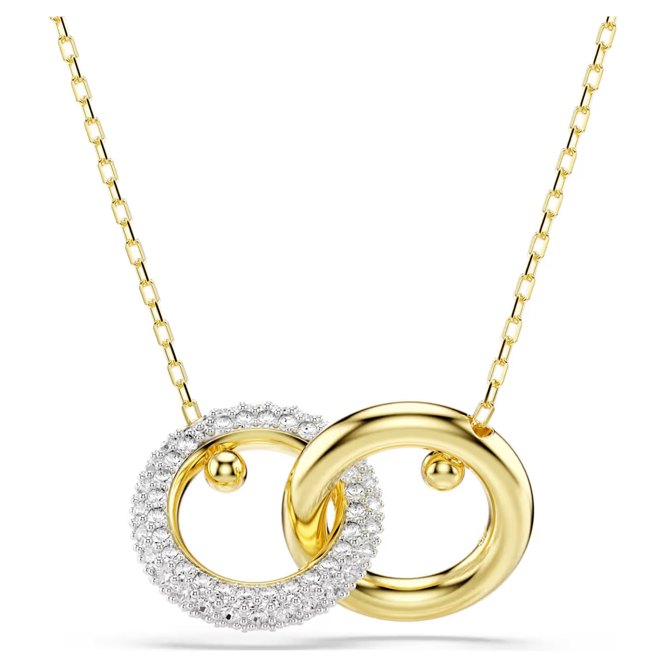 Dextera pendant - Interlocking loop, White, Gold-tone plated