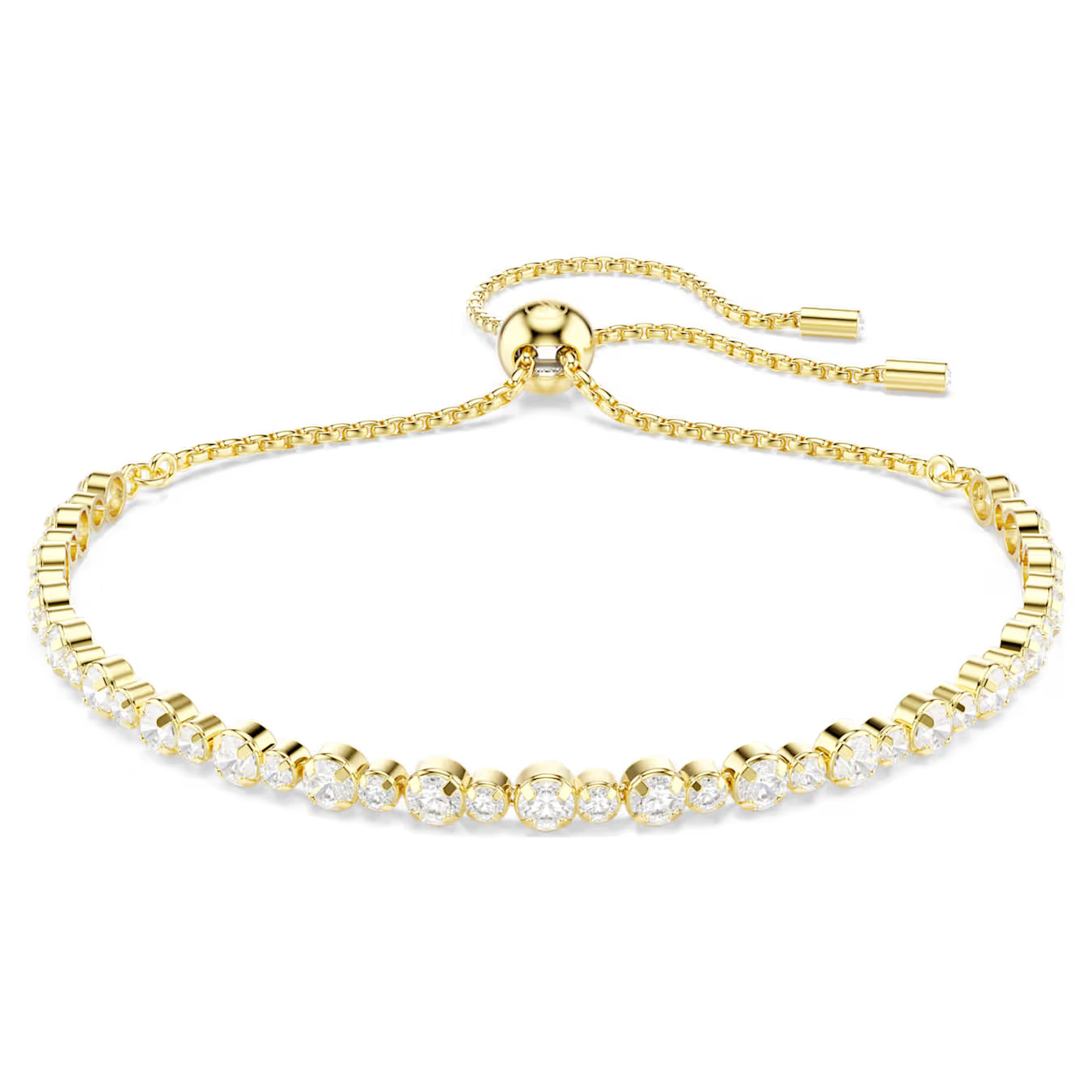 Matrix bracelet - Round cut, White, Gold-tone plated