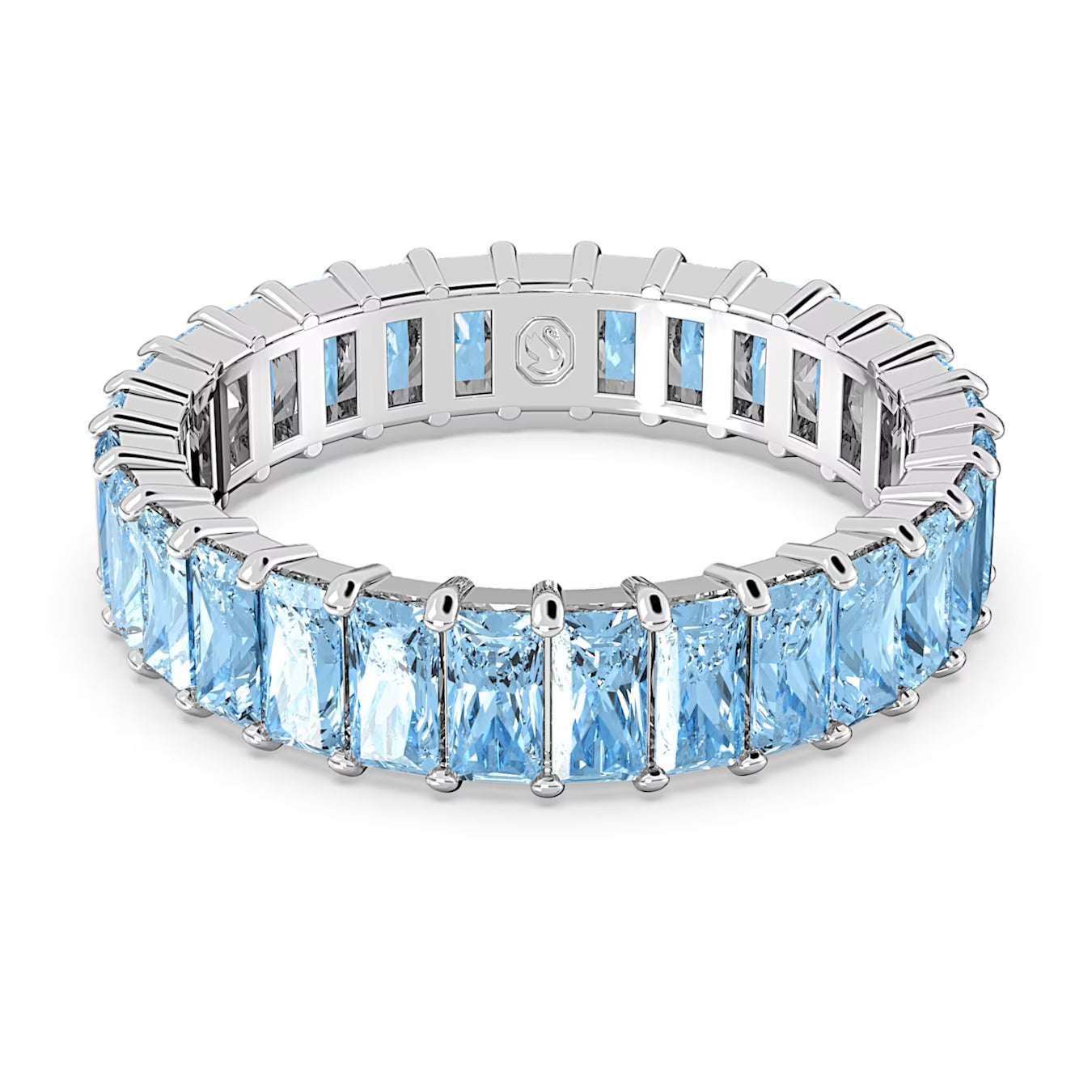 Matrix ring - Baguette cut, Blue, Rhodium plated