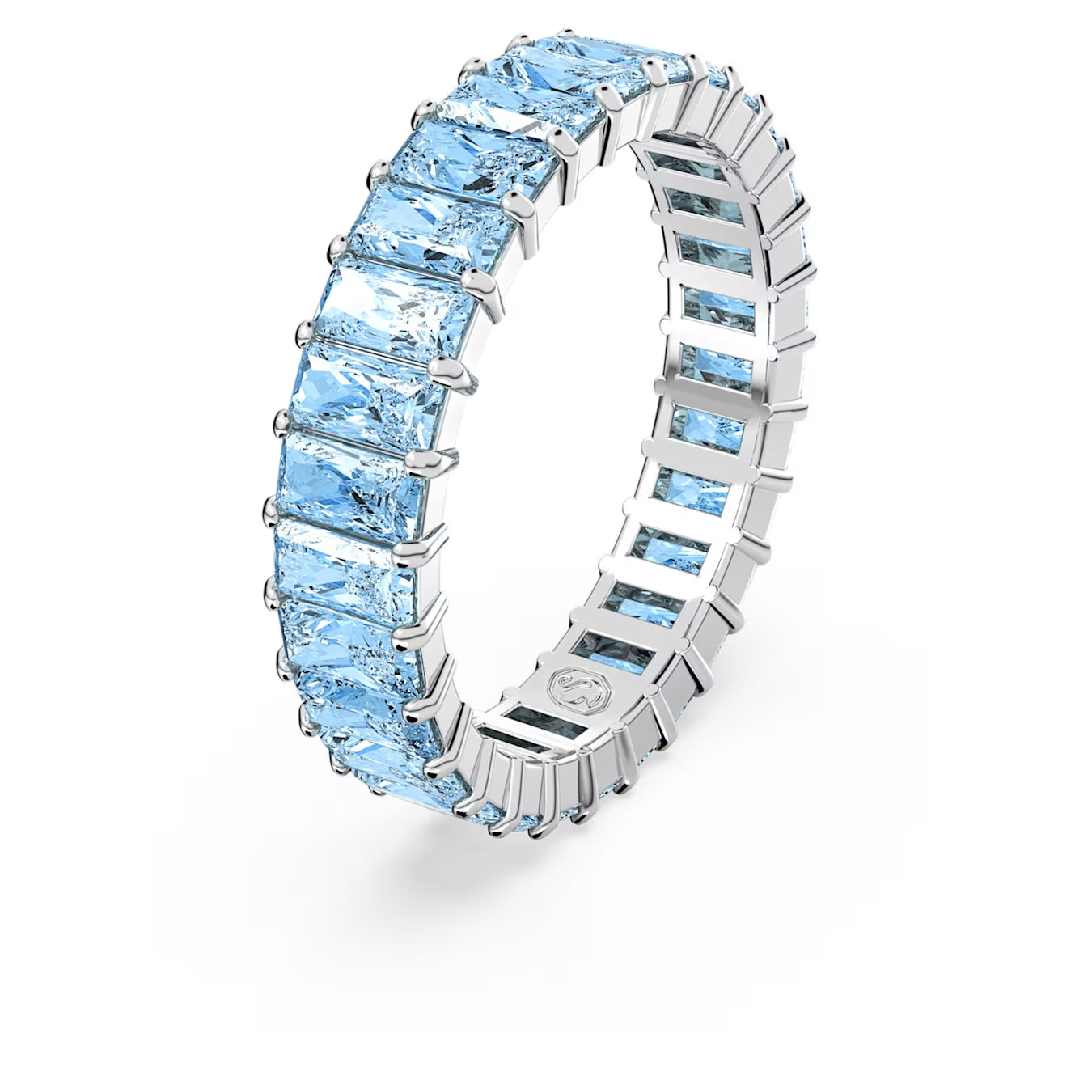 Matrix ring - Baguette cut, Blue, Rhodium plated