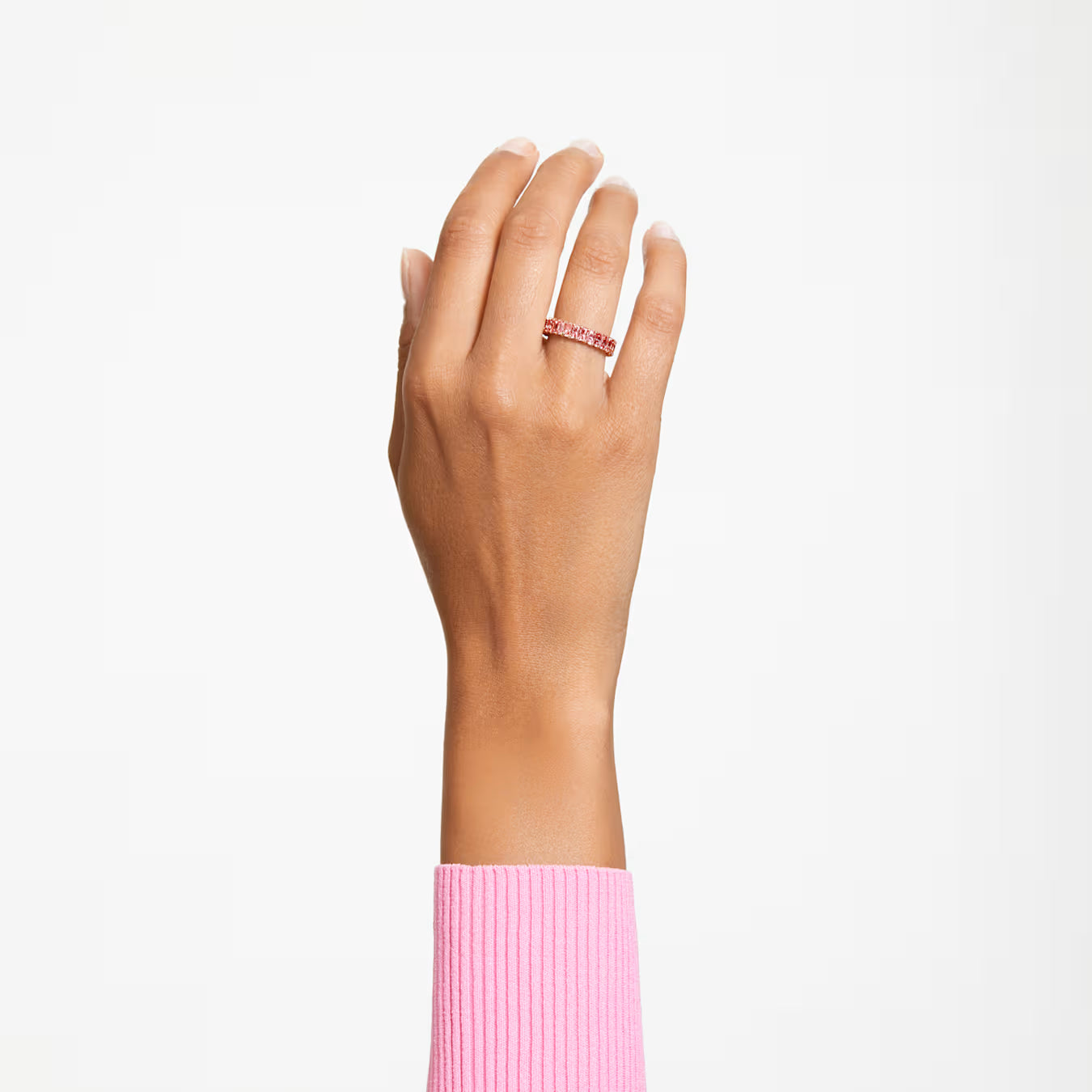 Matrix ring - Baguette cut, Pink, Rose gold-tone plated