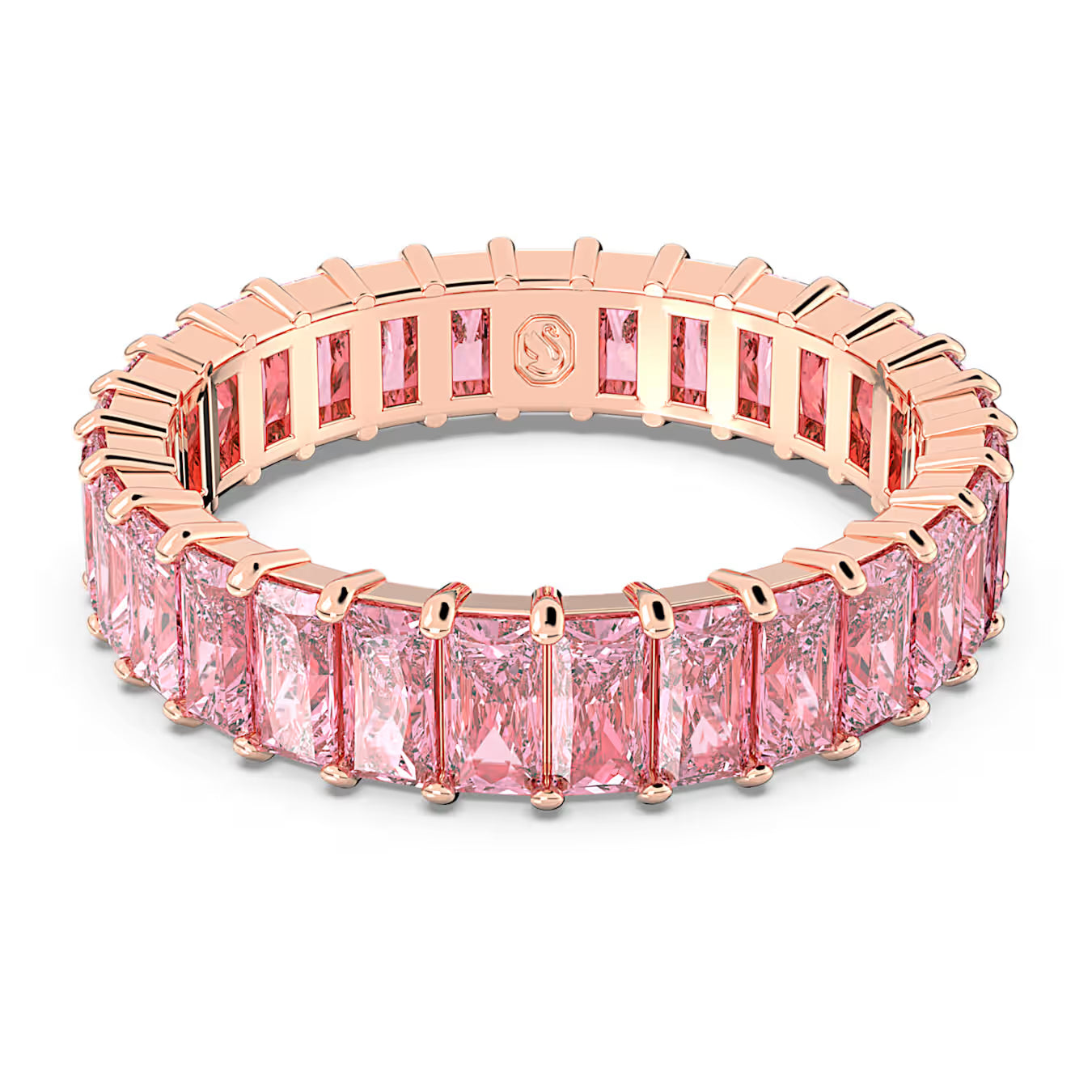 Matrix ring - Baguette cut, Pink, Rose gold-tone plated