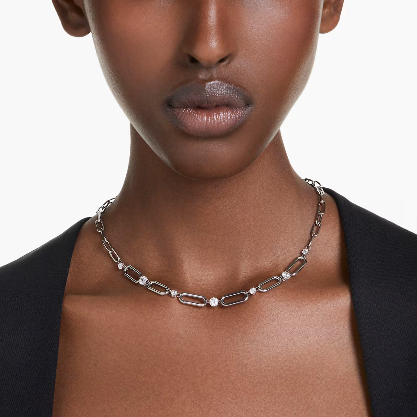 Constella necklace - White, Rhodium plated