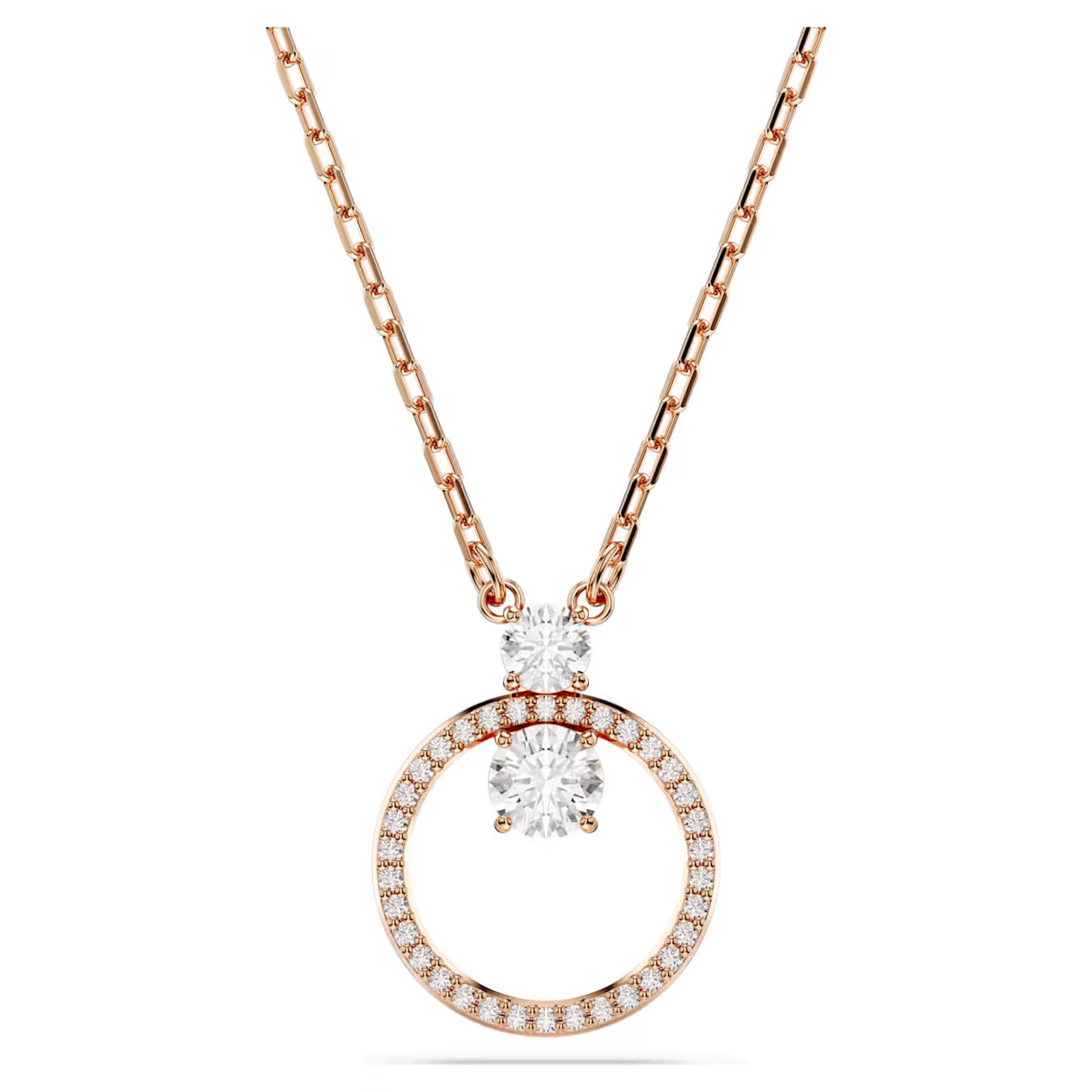 Constella pendant Pavé, Round cut, White, Rose gold-tone plated