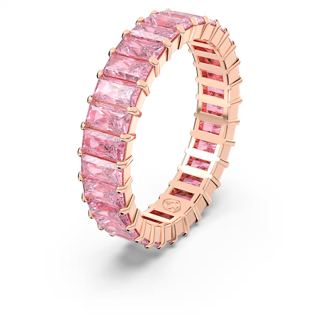Matrix ring - Baguette cut, Pink, Rose gold-tone plated