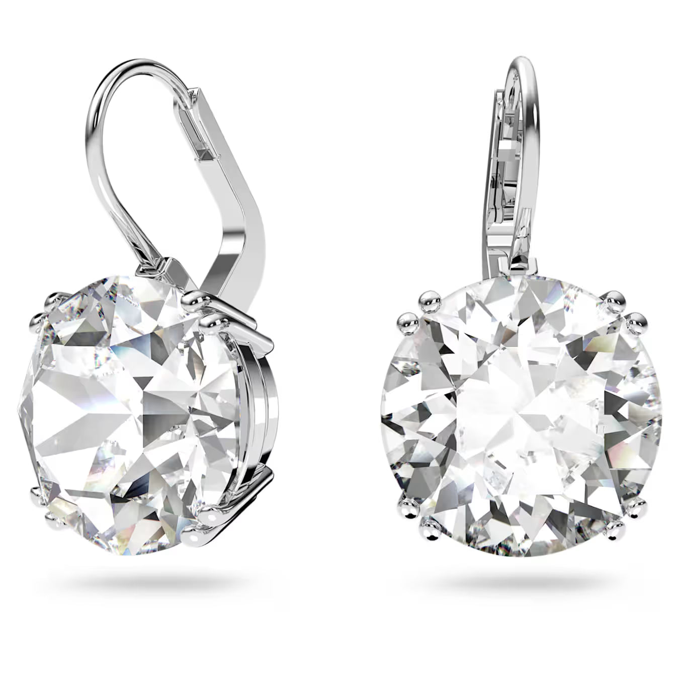 Millenia drop earrings - Round cut, White, Rhodium plated
