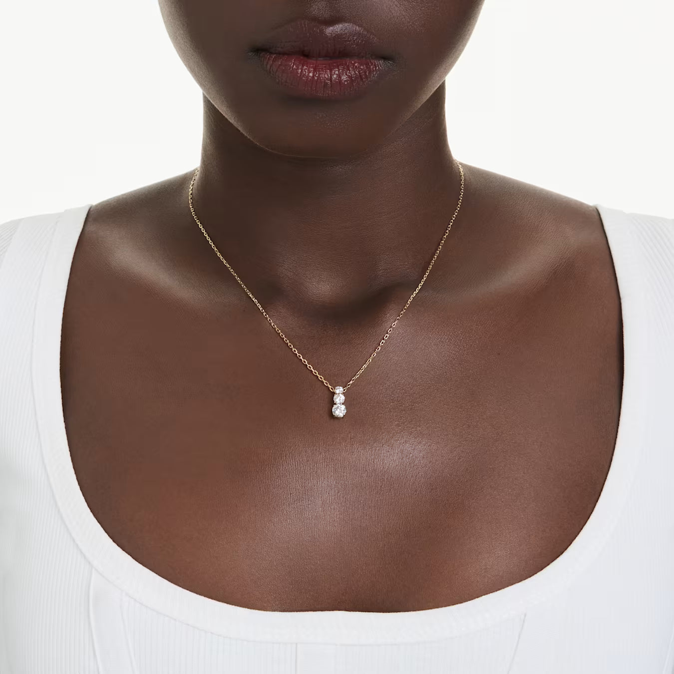 Stilla Attract pendant -  Round cut, White, Gold-tone plated